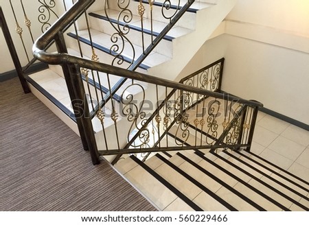 luxurious hotel stair Royalty-Free Stock Photo #560229466