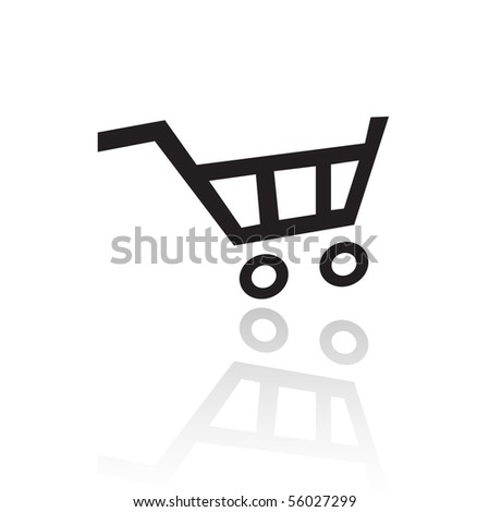 Black shopping cart isolated on white