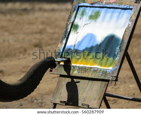 A drawing elephant in Thailand