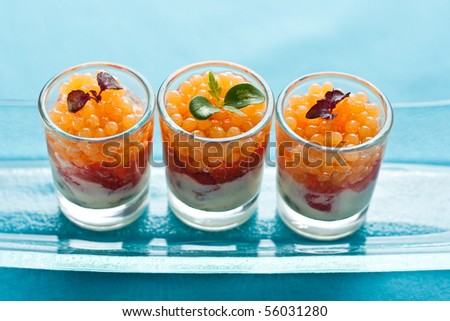 caviar,honeydew melon
