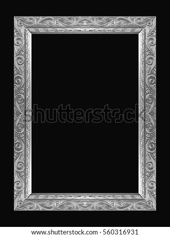 gray picture frame isolated on black background.