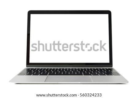 Laptop computer with white screen Royalty-Free Stock Photo #560324233