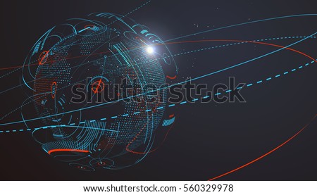 Futuristic globalization interface, a sense of science and technology abstract graphics. Royalty-Free Stock Photo #560329978