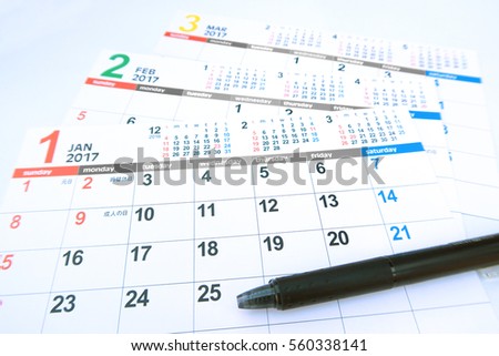 japanese calendar and pen