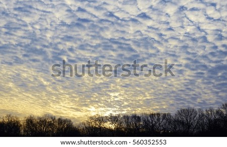 Textured blue sky with many small clouds background