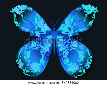 Vector illustration of abstract butterfly with paint spots pattern for your design