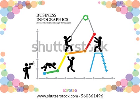 Business infographics icon vector EPS 10, illustration  head businessmen with team of working people pill flat design,  abstract modern isolated badge for website or app - stock info graphics 