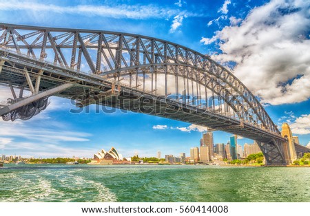 Sydney Harbour Bridge, wide angle view.