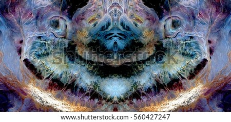 Birds of paradise in their nest, Tribute to Dalí, abstract symmetrical photograph of the deserts of Africa from the air, aerial view, abstract expressionism, mirror effect, symmetry, kaleidoscopic