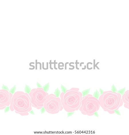 Vector illustration. Trendy horizontal floral seamless pattern with copy space (place for your text) in neutral and green colors.