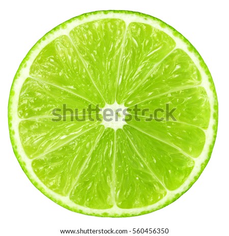 Juicy slice of lime isolated on white, with clipping path Royalty-Free Stock Photo #560456350