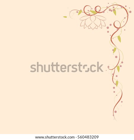 Abstract vertical floral background with place for your text. Vector Lotus flower with swirl for greeting and invitation card.