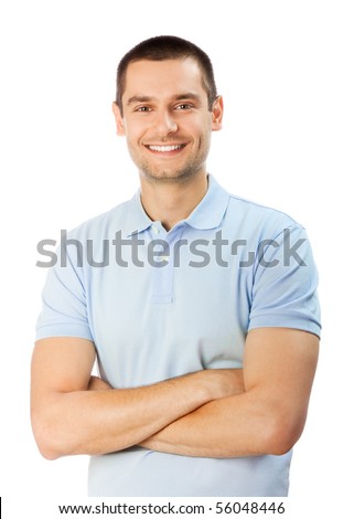 Portrait of happy smiling man, isolated on white Royalty-Free Stock Photo #56048446
