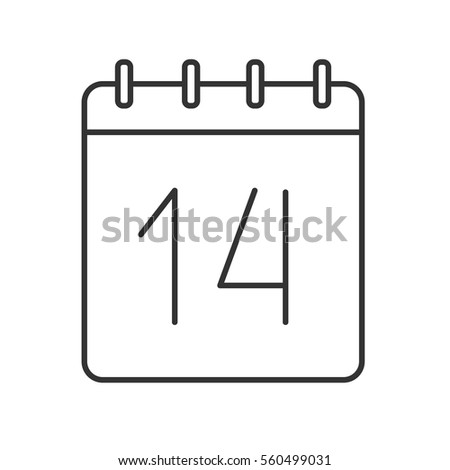 February 14 linear icon. Calendar thin line illustration. Valentine's Day date contour symbol. Vector isolated outline drawing