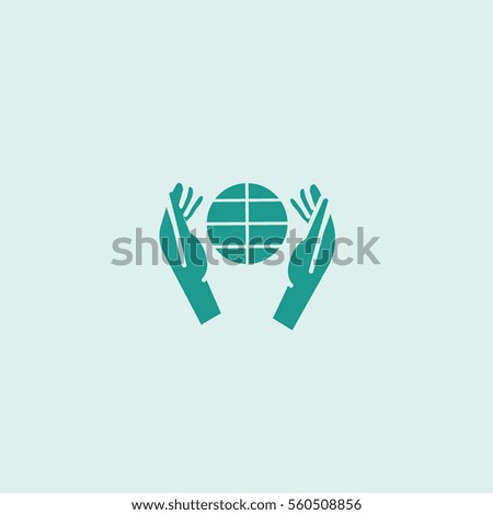 globe, hand, icon