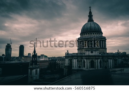 Moody dark St. Paul's Cathedral in London