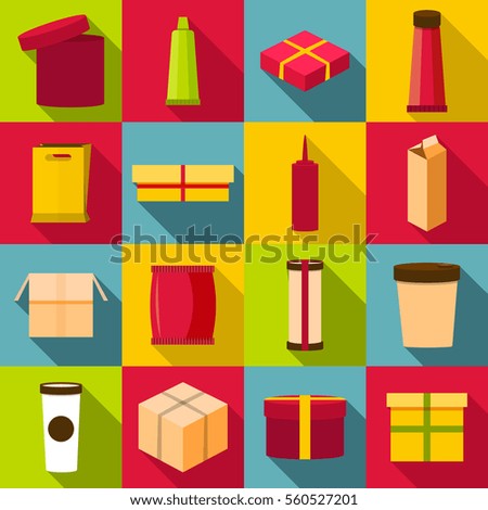 Packaging set. Flat illustration of 16 packaging  icons for web