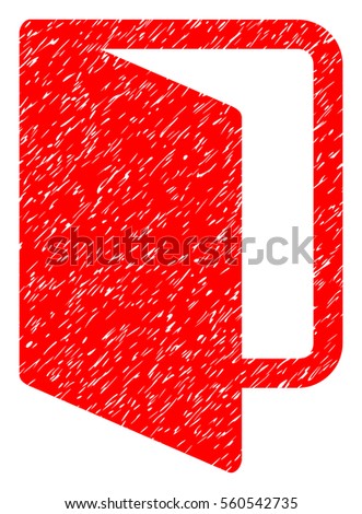 Open Door grainy textured icon for overlay watermark stamps. Flat symbol with dust texture. Dotted vector red ink rubber seal stamp with grunge design on a white background.