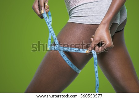 Slim black woman with huge pants, Weight loss, diet