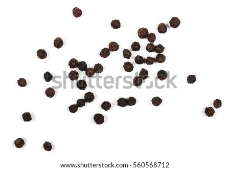 Black pepper isolated on white background, with clipping path