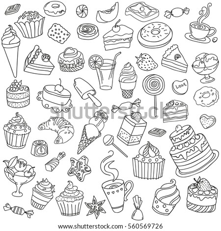 Vector set of different sweets. Sweets icon. Sweets logo. 