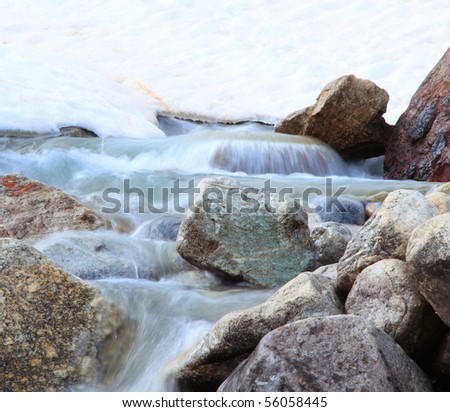 Photo of  brook in the mountains of Caucasus with the protracted shutter speed