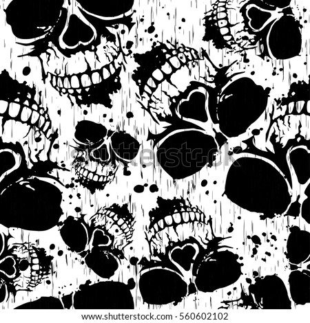 Vector illustration abstract grunge background with skulls for cloth or card