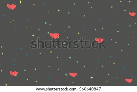 Seamless pattern of colorful stars and hearts. Fashion camouflage.