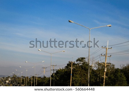street lamp with blue sky