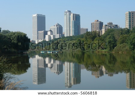           A picture of Milwaukee cityscape with reflections