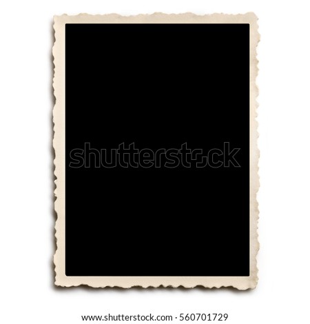 Old scalloped photo frame isolated on white with shadow.