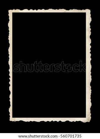 Old scalloped photo frame isolated on black background.