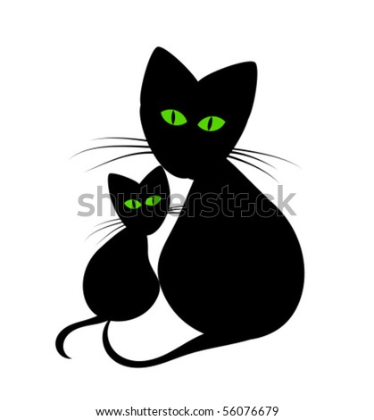 Black cats: cat's mom and kitten