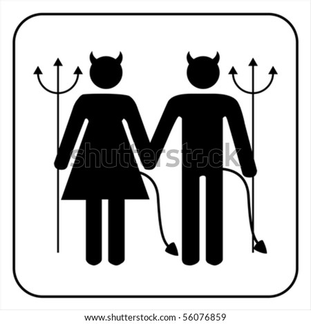 Male and female devil  sign vector