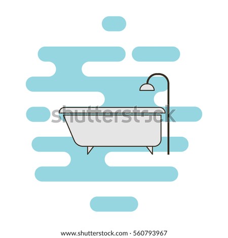 Bath and shower color thin line icon. Cloud background 