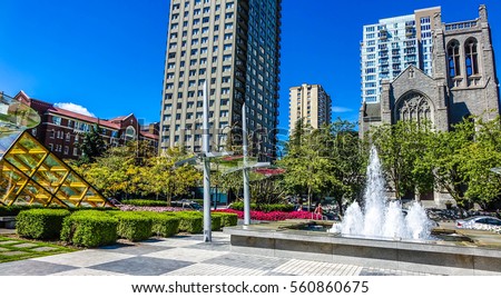Fountain in Downtown - Vancouver City - Canada