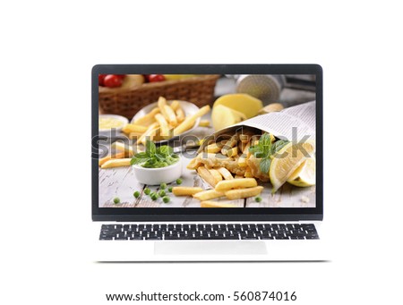 Fish and chips. On line food concept
