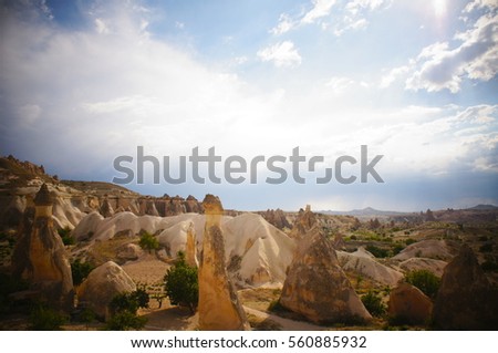 Mushroom Rock Formations at Cappadocia, Turkey.