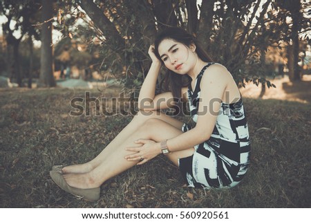 Portrait of Asian woman to feel sad from unrequited love,She is heartbroken from her lover