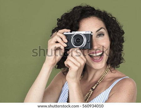 Women Hands Hold Camera Shoot Smile