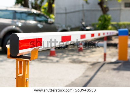 Barrier Gate Automatic system  for security. Royalty-Free Stock Photo #560948533