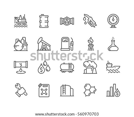 Simple Set of Oil Related Vector Line Icons. 
Contains such Icons as Gas Station, Oil Factory, Transportation and more.
Editable Stroke. 48x48 Pixel Perfect. Royalty-Free Stock Photo #560970703