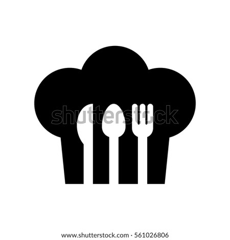 black silhouette of chefs hat with cutlery