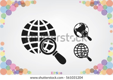 Magnifier Earth icon vector illustration.