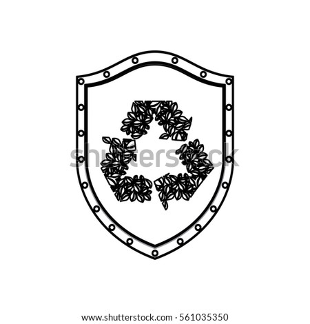 silhouette shield with with recycled symbol