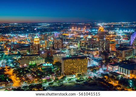 Top view of downtown San Antonio in Texas USA