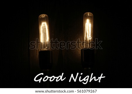 Two bulb is on lights with text Good Night.