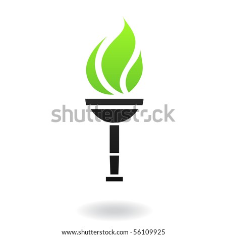 Ancient green and black torch isolated on white