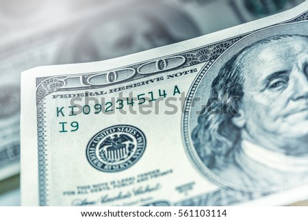 Close-up american dollars banknotes.