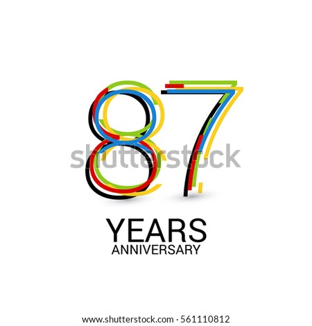 87 Years Anniversary Colorful Logo Celebration Isolated on White Background